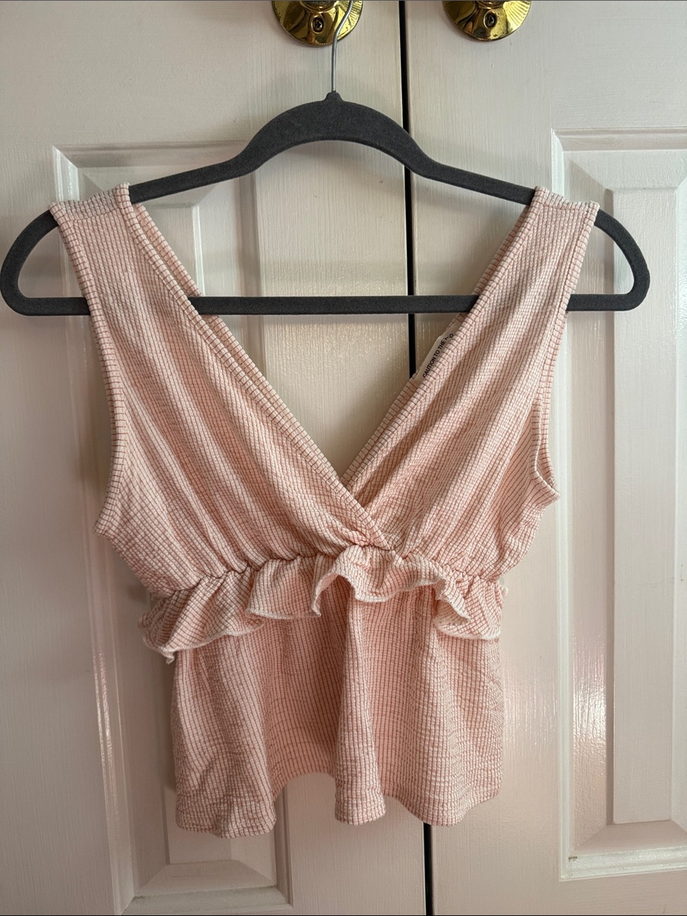 Caution To The Wind Pink Ribbed Ruffle Crop Top